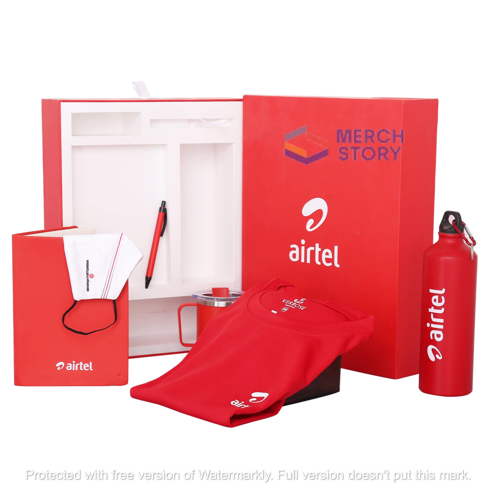 A branded employee welcome kit arranged for sample approval