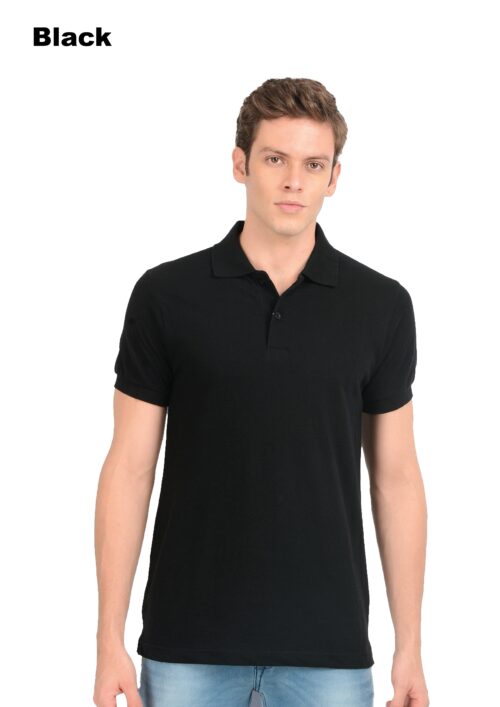 Custom Black Solid Polo T-Shirt