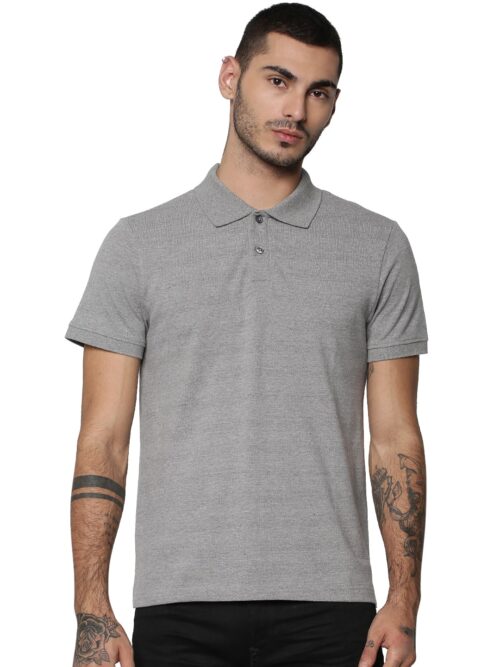 Customized Jack&Jones grey Polo T-Shirt Front
