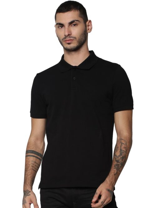 Customized Jack&Jones black Polo T-Shirt Front