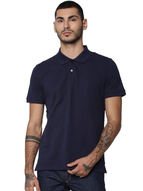 Customized Jack&Jones navy blue Polo T-Shirt Front