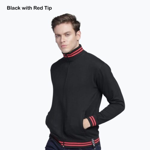 AWG Black Sports Highneck Zipped Sweatshirt- Customizable