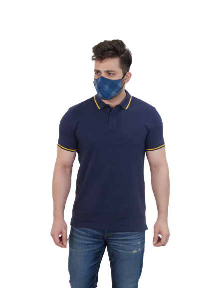 Customized Jack&Jones blue tshirt with yellow tipping