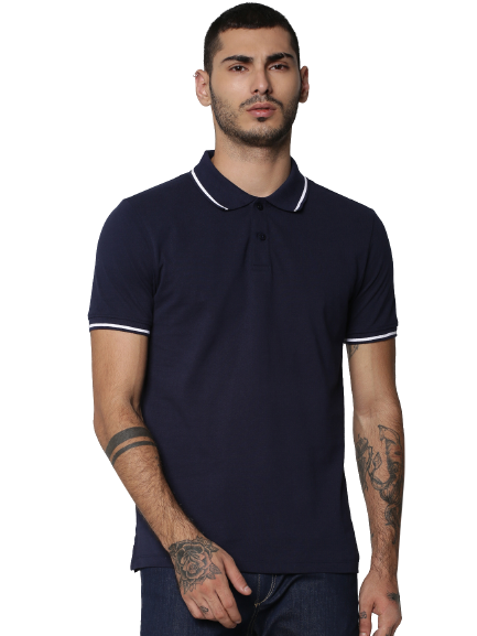 Customized Jack&Jones Navy blue polo with white tipping