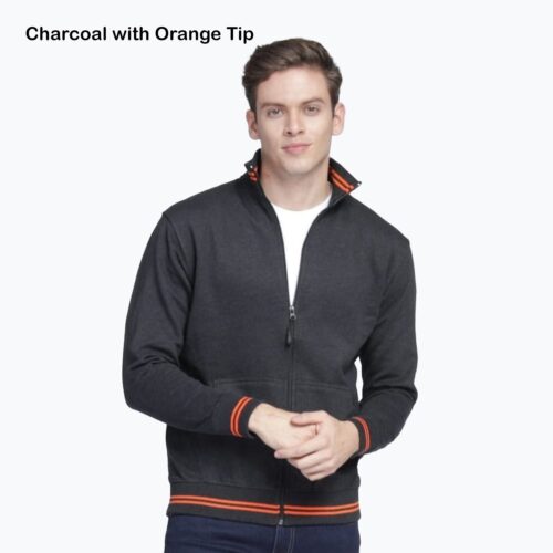 AWG Charcoal Sports Highneck Zipped Sweatshirt- Customizable