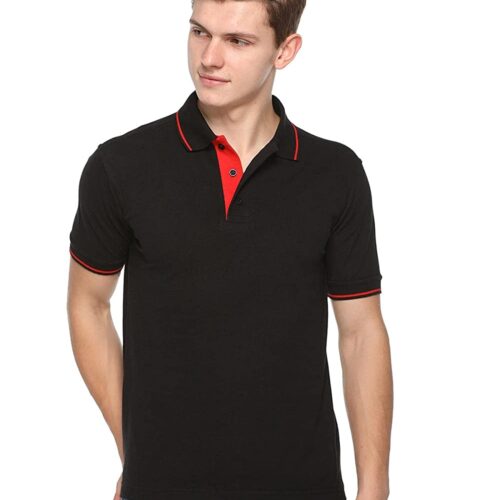 highline custom polo t-shirt black red