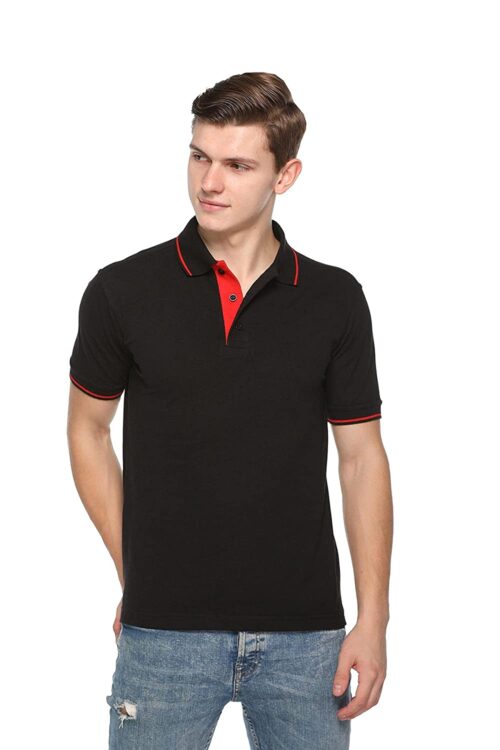 highline custom polo t-shirt black red