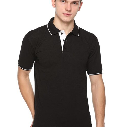 highline custom polo t-shirt black white