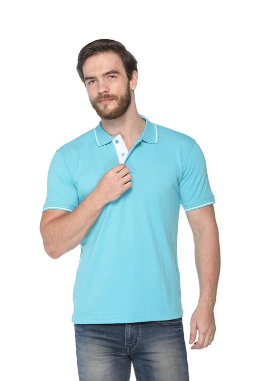 highline custom polo t-shirt electric blue white