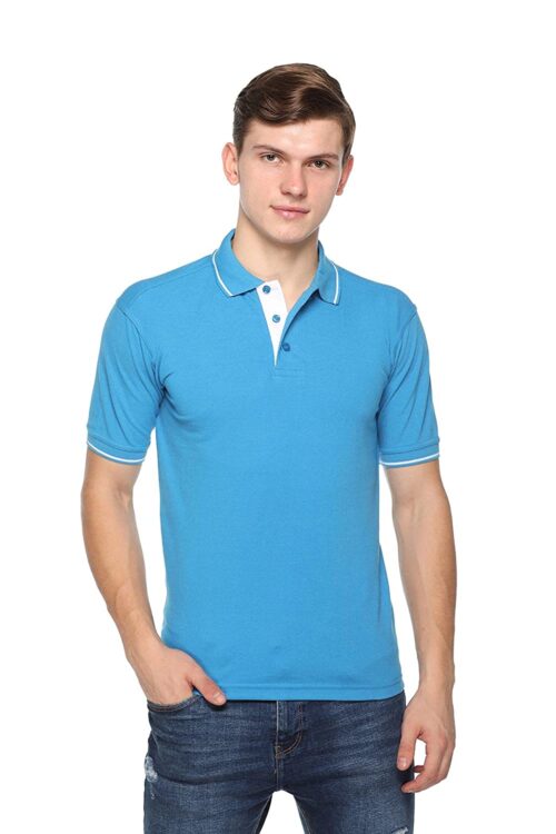 highline custom polo t-shirt torq blue white