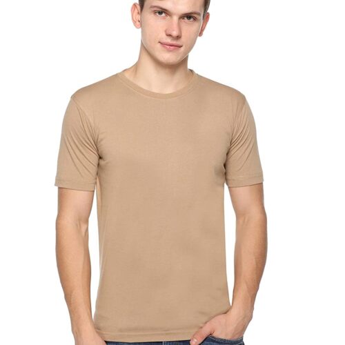 skinta round neck custom t-shirt by merch story biege color