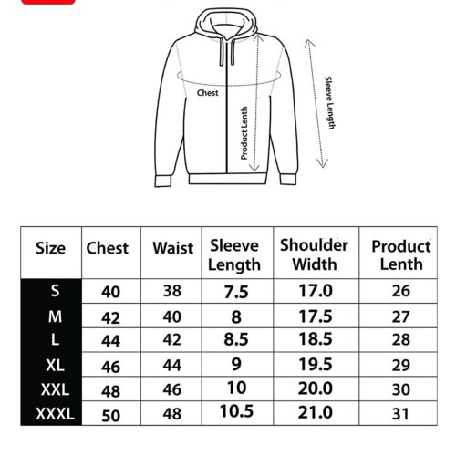 Zero degree sweatshirt size guide