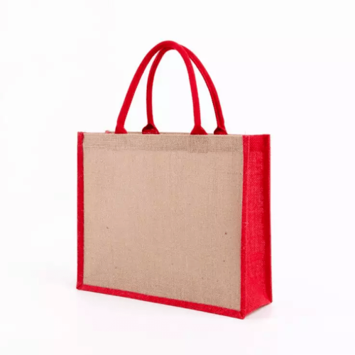 red two tone custom jute bag