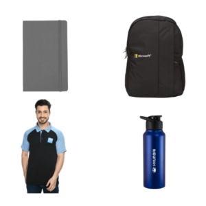 welcome kit backpack notebook bottle and t-shirt