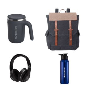 Employee welcome kit branded bag mug headphone and bottle