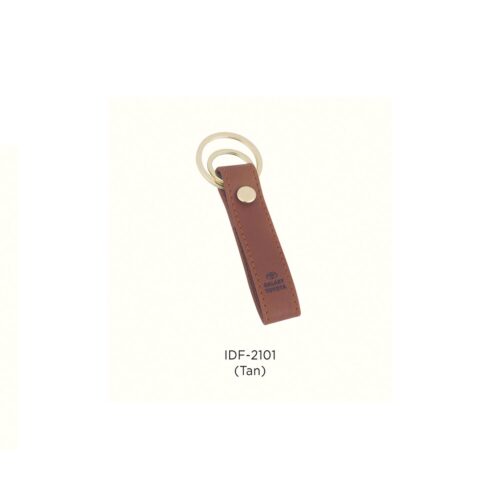 Stylish Leather Keychain with metal ring in tan color