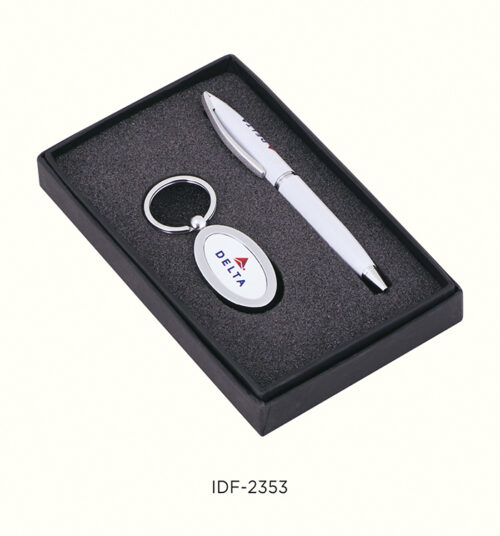 White metal Pen and Keychain Gift Set