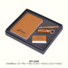 Brown Leather Cover Notebook, Pen, Keychain and Cardholder Gift Set