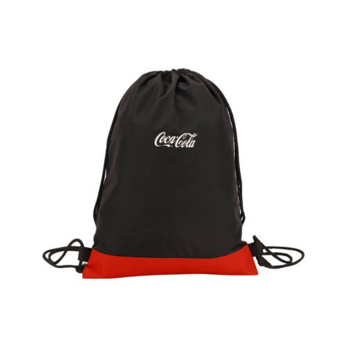 Customizable drawstring backpack in red black