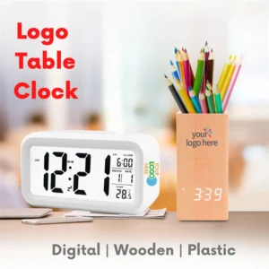 Custom Logo Table Clock by Merch Story