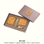 Leather wallet, keychain pen set