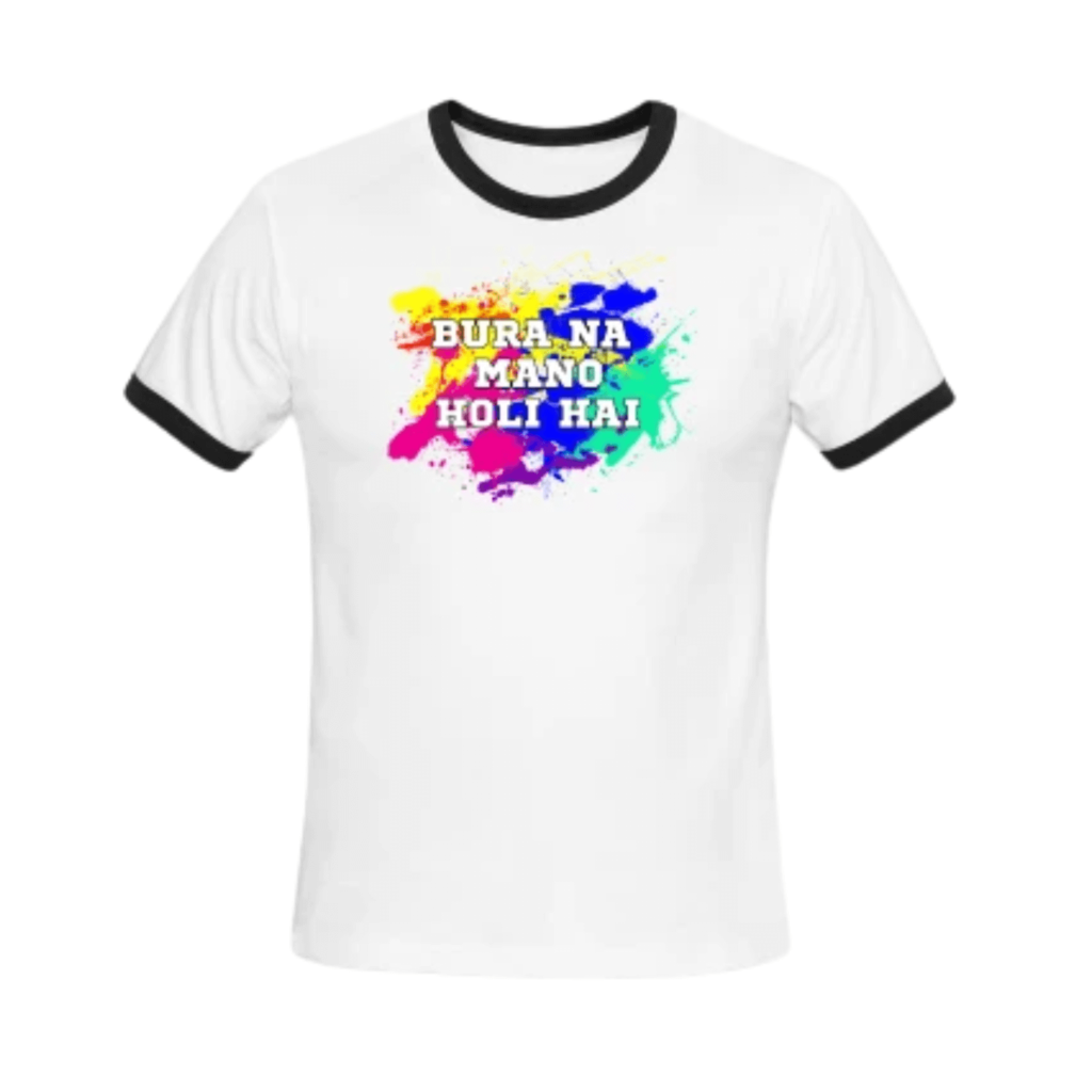 Polyester t-shirt for holi in white black