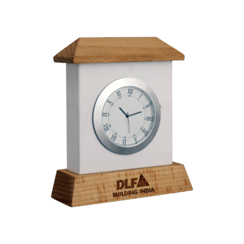 Two tone wooden table clock