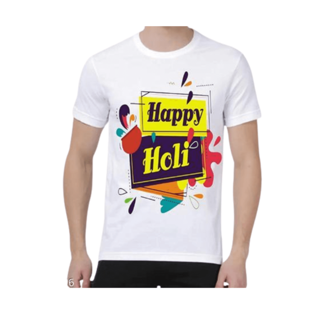 cheap polyester white round neck tshirt for Holi