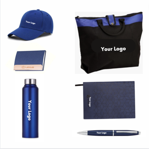 Blue Bag, notebook, pen, cap and more