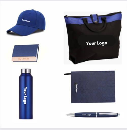Blue Bag, notebook, pen, cap and more