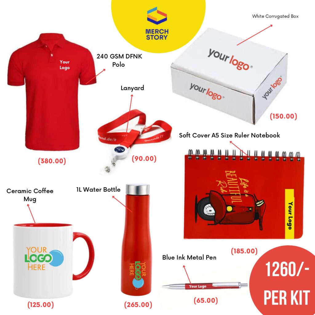 merch story employee welcome kit in red