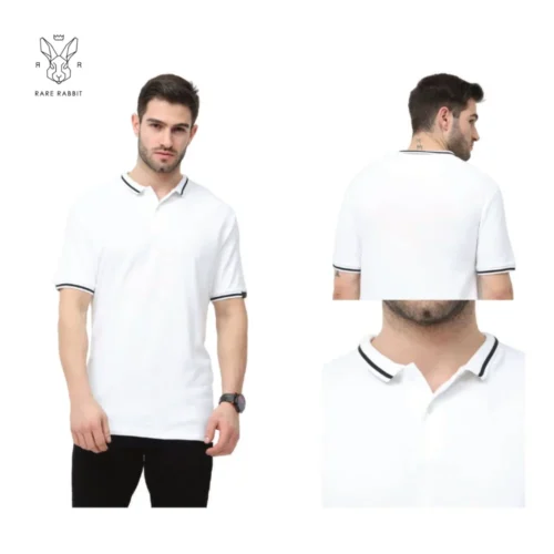 White Rare Rabbit 100% Cotton Premium Polo T-Shirt