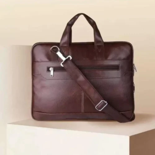 Customizable Faux Leather Laptop Bag Brown Shade