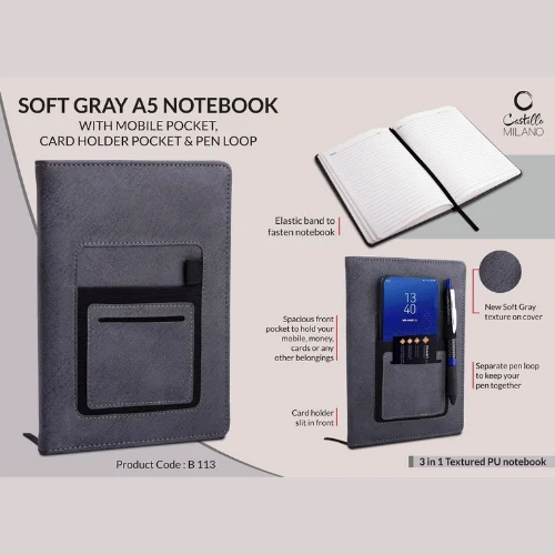 Black Notebook with Mobile Holder