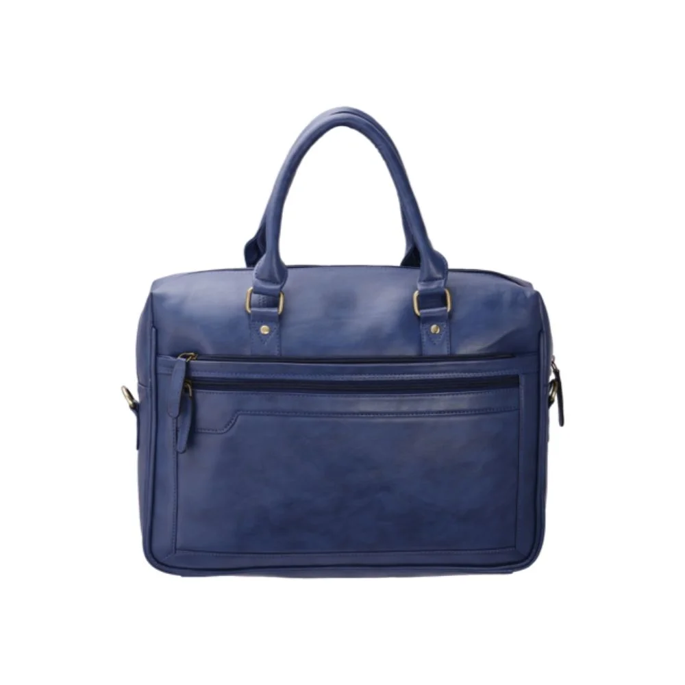 True Blue Leather Laptop Bag