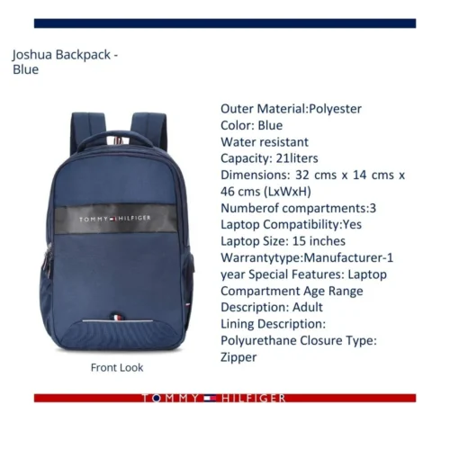 Tommy Hilfiger Navy Blue Joshua Backpack Details