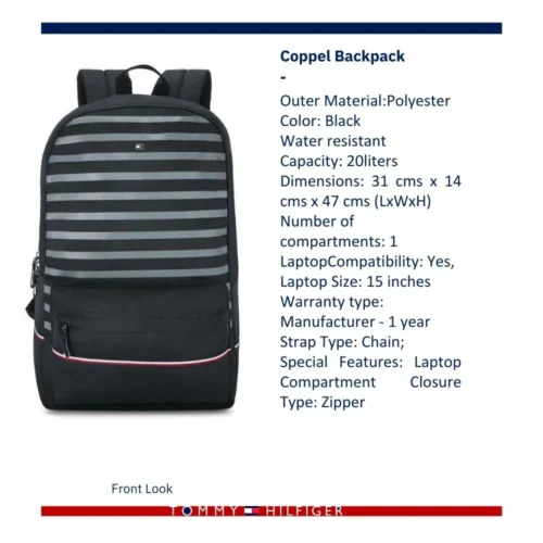 Customized Tommy Hilfiger Black Coppel Backpack for Corporate Gifting