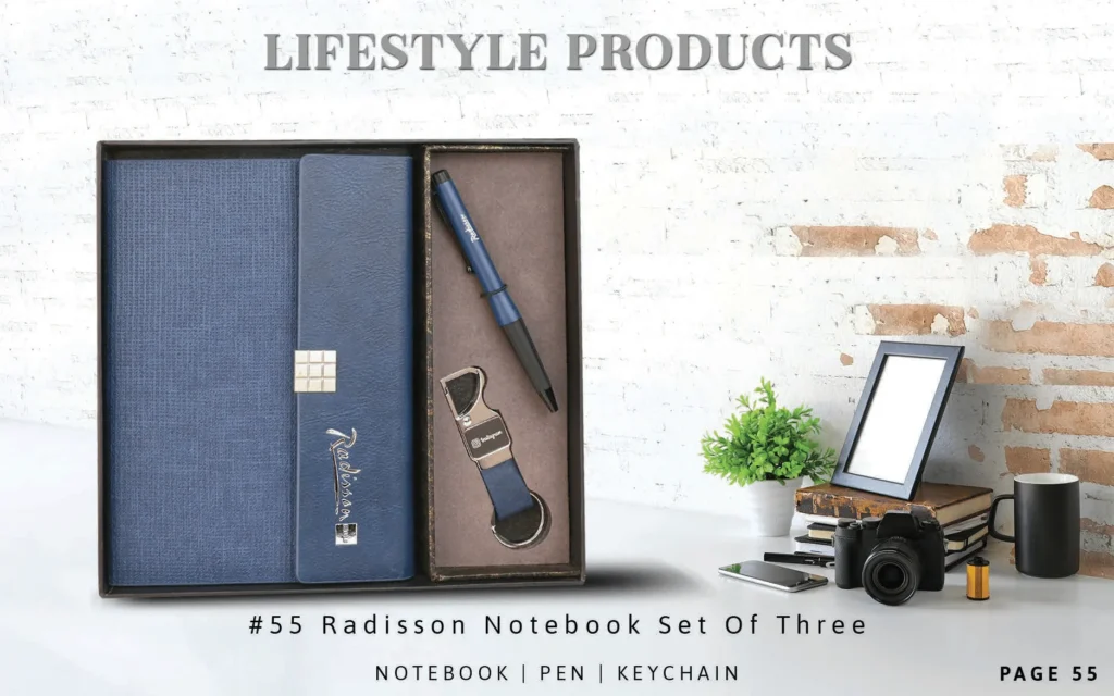Leather Notebook,Pen & Leather Keychain