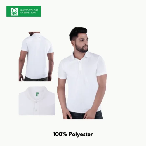 Customized Benetton(UCB) Polyester T-Shirt 2024 White Color