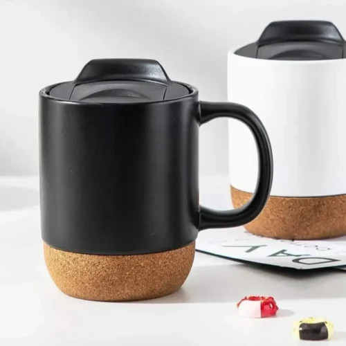 Eco-Friendly Cork Customized Coffee Mug Black