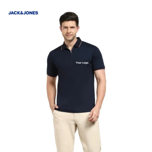 Customized Jack & Jones Organc Polo T-Shirt with Zip