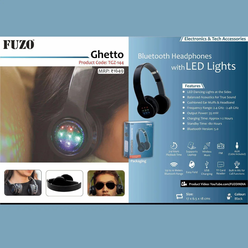 Bluetooth headphone with LED Light