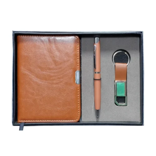 Brown Pen, Keychain & Diary Gift Set