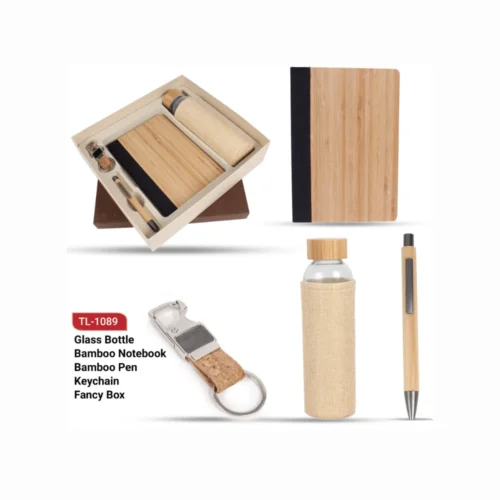 Eco Friendly Gift Set with Bamboo water Jar, Keychain, Pen