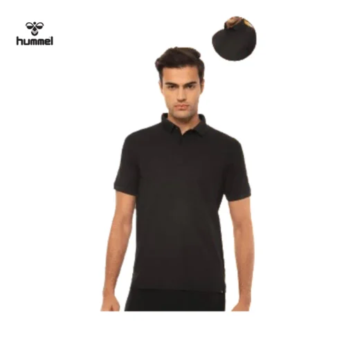 Hummel Plain Pique Polo T-Shirt in Black