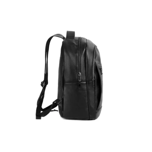 Premium Black Leather Waterproof Travel Laptop Bag, Sideview