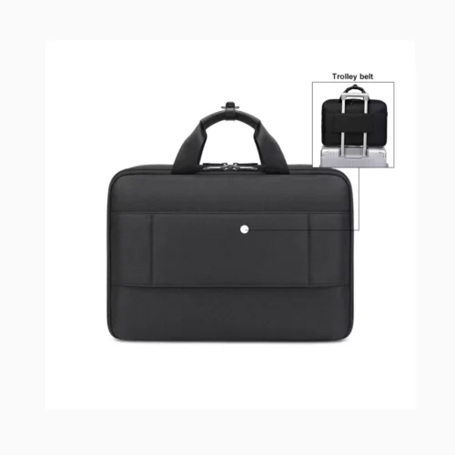 Nylon Made Premium Laptop Bag in Black, Backview