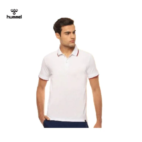 Hummel Dual Tip Cotton Polo T-Shirt in White