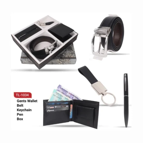 Leather Gift Set with Belt, Wallet