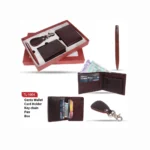 Leather Wallet with Card Holder, Keychain Gift Set